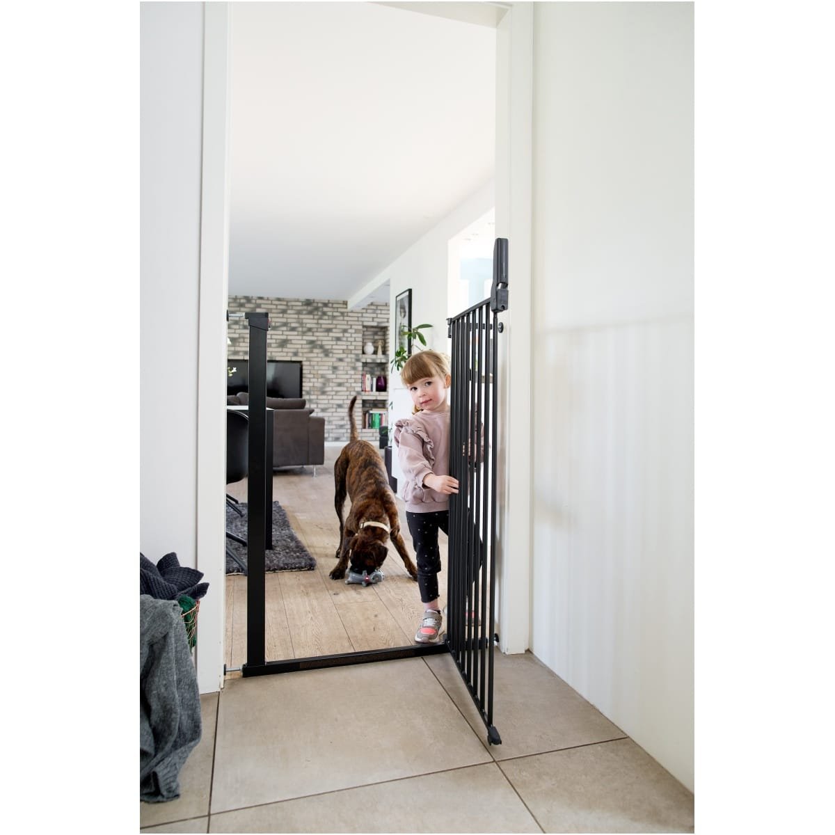 DogSpace Bonnie extra tall Pressure Fitted Pet gate, black